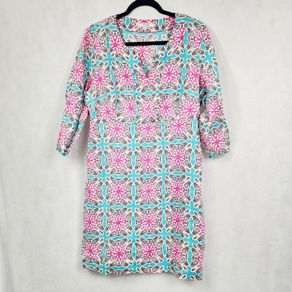Boden 100% Linen Geometric Print Dress - Picture 3 of 5